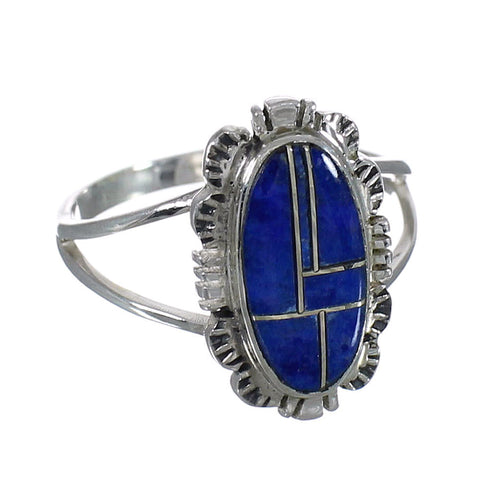 Southwest Lapis And Sterling Silver Jewelry Ring Size 8-1/4 VX61118